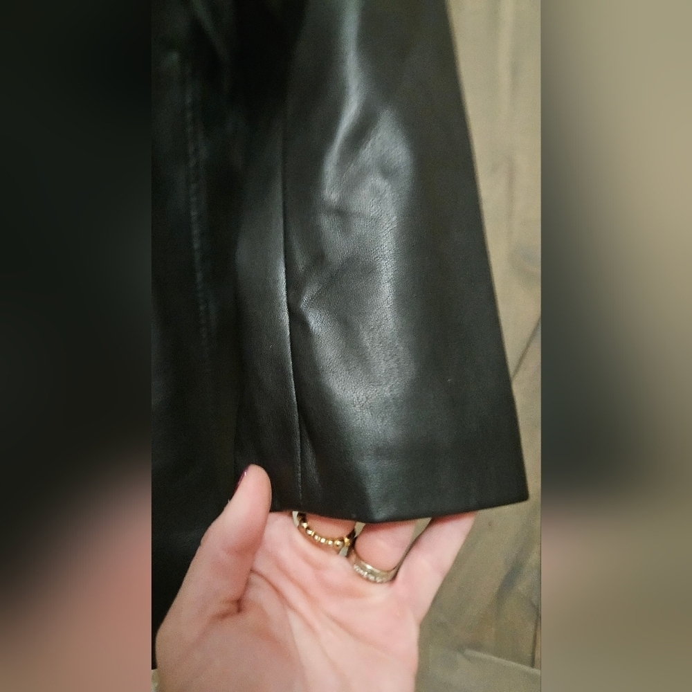 TOPSHOP Faux Leather Double-Breasted Blazer Jacket In Black. Size 6 - Picture 13 of 16